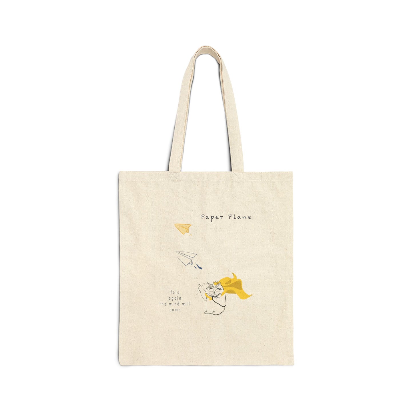 Paper Plane Tote Bag  | Minimal OwlIllustration | Tomo ArtBag | Gentle Quote Canvas Tote | Boomiya