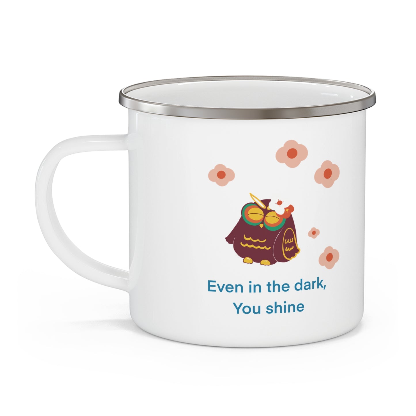 Cozy Enamel Camping Mug with Inspirational Owl Design, Perfect for Outdoor Enthusiasts, Gifts for Nature Lovers, Motivational Mug, [...]