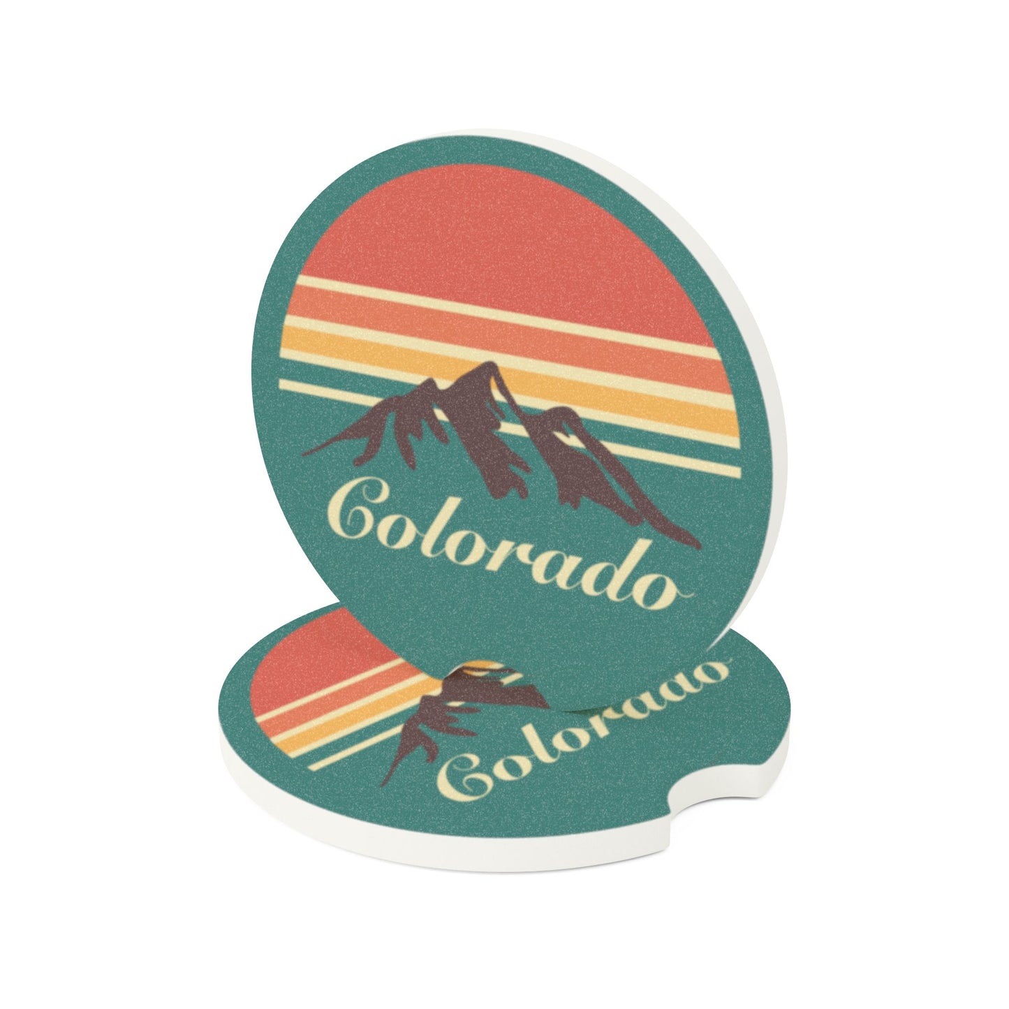 Vintage Colorado Soapstone Car Coaster | Mountain Coaster, Auto Accessories, Gift for Car Enthusiasts, Travel Souvenir, Home Décor