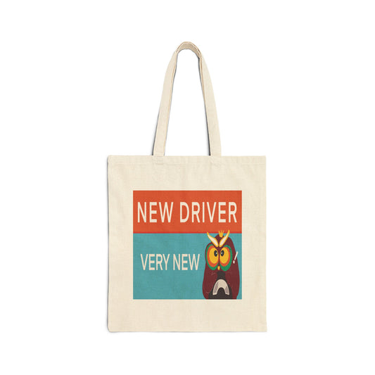 Funny New Driver Tote Bag, Cotton Canvas Grocery Bag, Gift for New Drivers, Eco-Friendly Shopping Bag, Car Enthusiast Tote