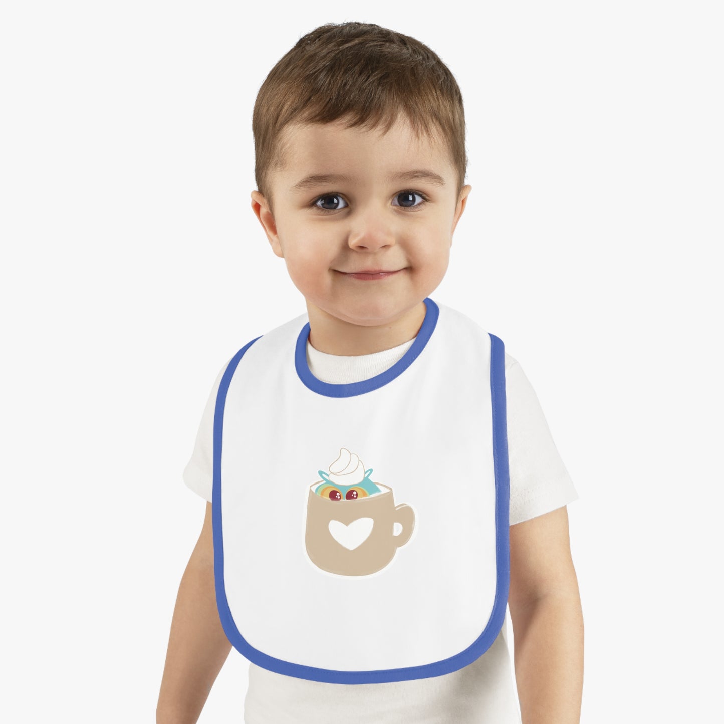 Cute Coffee Mug Baby Bib with Heart Design