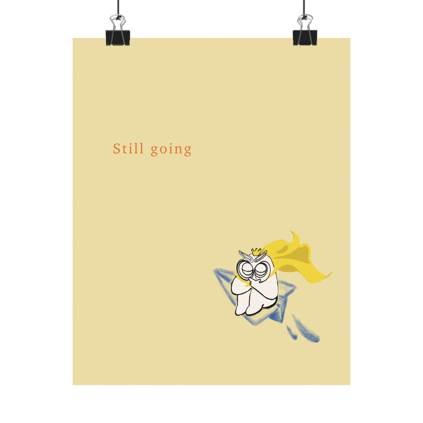 Still Going - Minimal Owl Paper Plane Poster | Tomo Illustration art Print