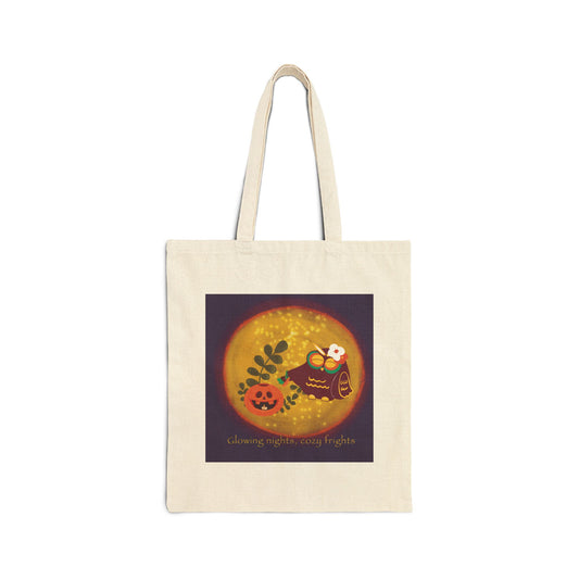 Autumn Inspired Cotton Canvas Tote Bag, Pumpkin Design, Eco-Friendly Shopping Bag, Fall Decor, Gift for Her, Reusable Grocery Tote