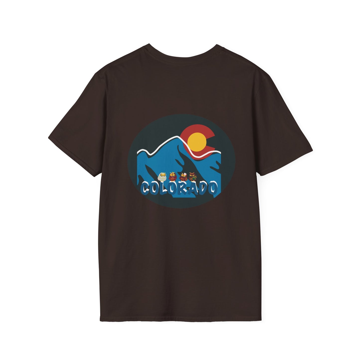 Colorado Mountain Graphic T-Shirt, Unisex Softstyle Tee, Outdoor Adventure Shirt, Vacation Souvenir, Gift for Nature Lovers