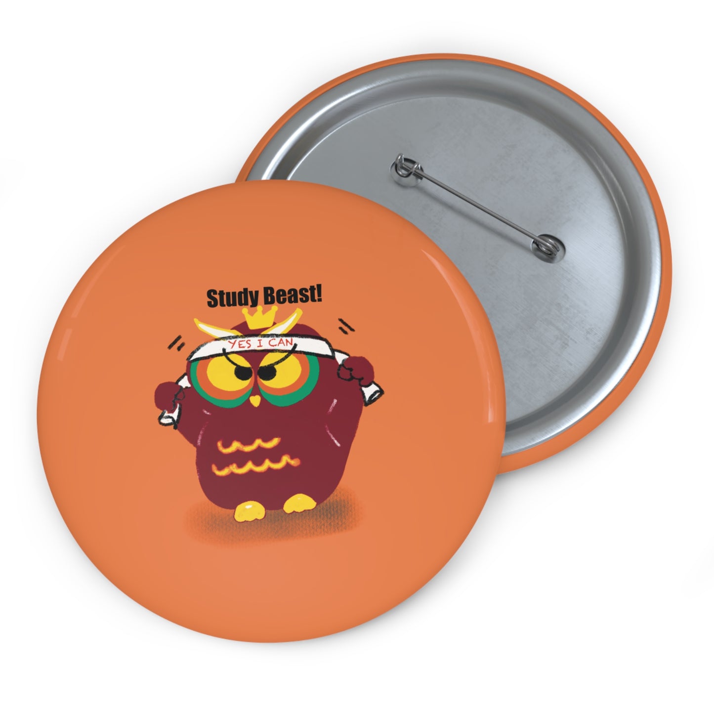 Custom Study Beast Pin Buttons, Cute Owl Pins for Students, Study Motivation Badges, Fun Gifts for Teachers, Unique School Accessories