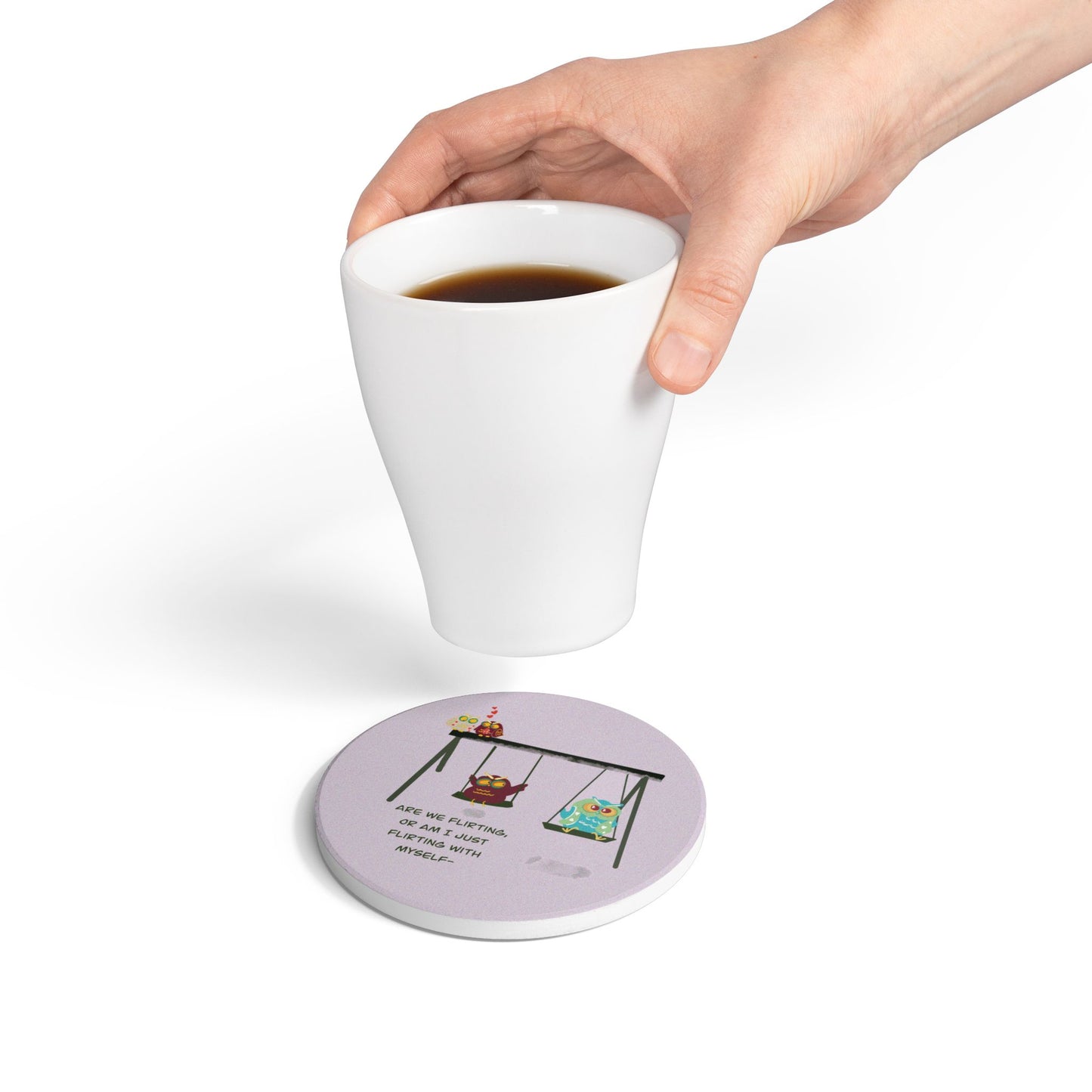 Flirty Owl Ceramic Coaster - Cute & Fun Drinkware Accessory