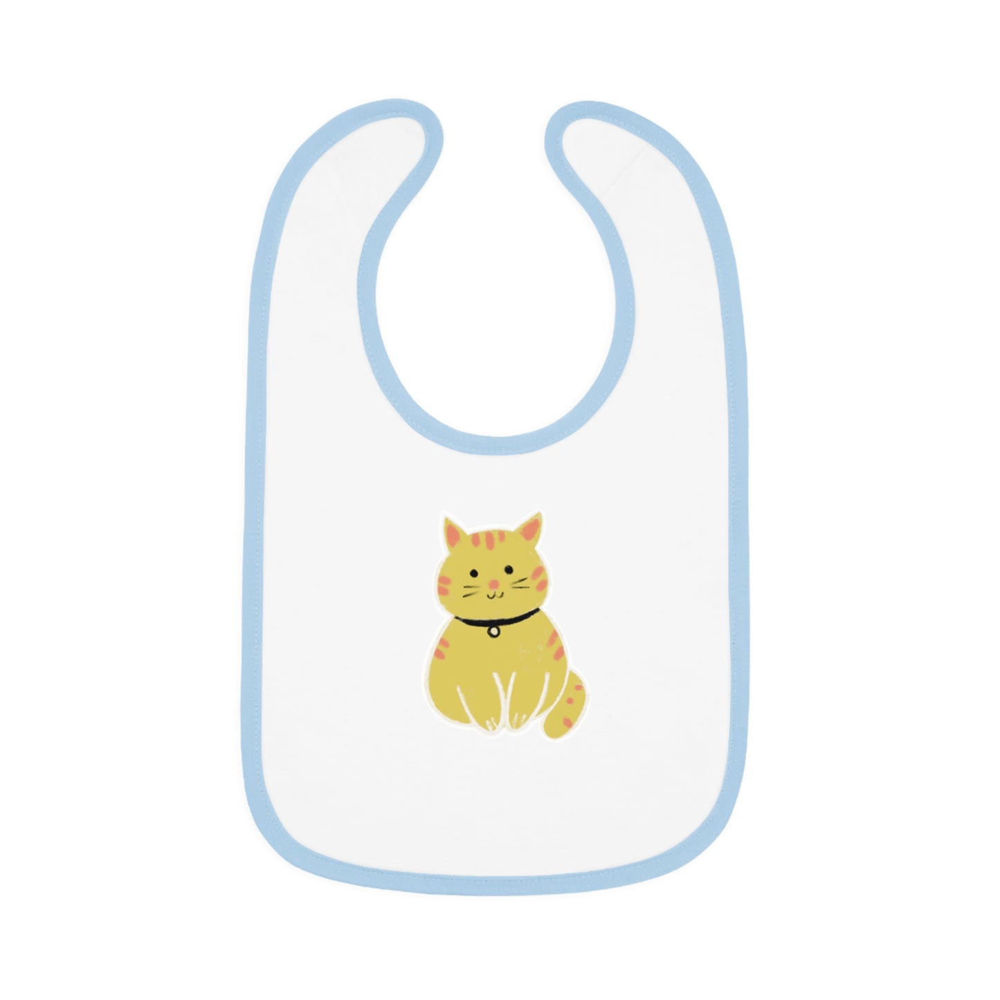 Cute Cat Jersey Baby Bib - Adorable Contrast Trim for Mess-Free Mealtime