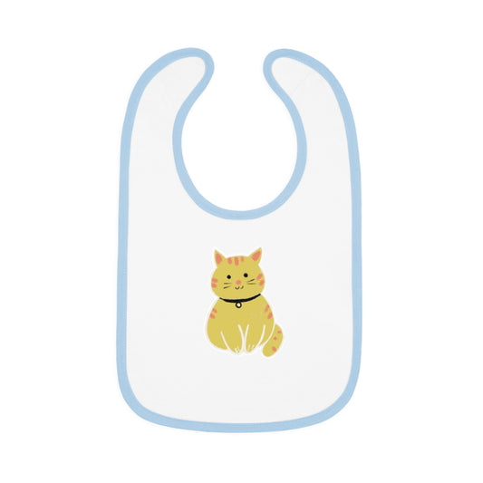 Cute Cat Jersey Baby Bib - Adorable Contrast Trim for Mess-Free Mealtime