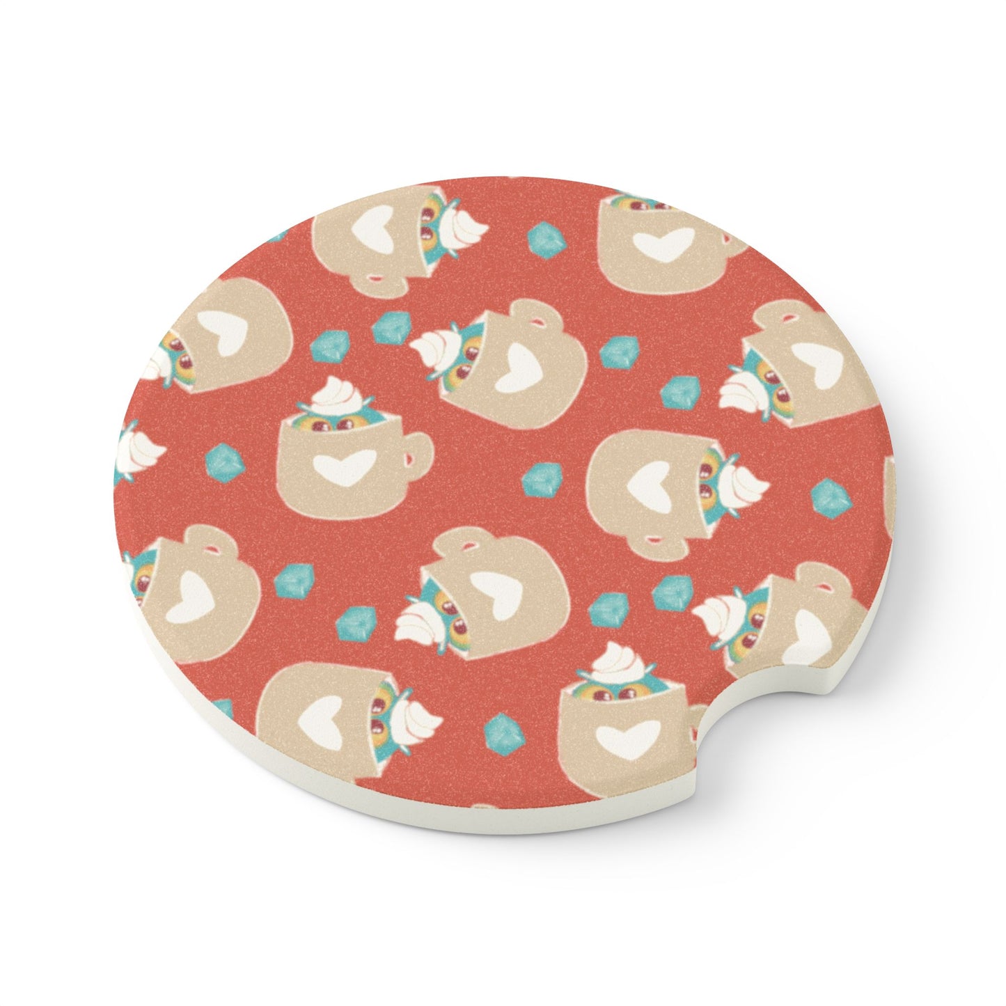 Cute Car Coaster with Heart Design, Soapstone Cup Coaster, Drink Holder for Vehicle, Cute Gifts for Coffee Lovers, Car Accessories