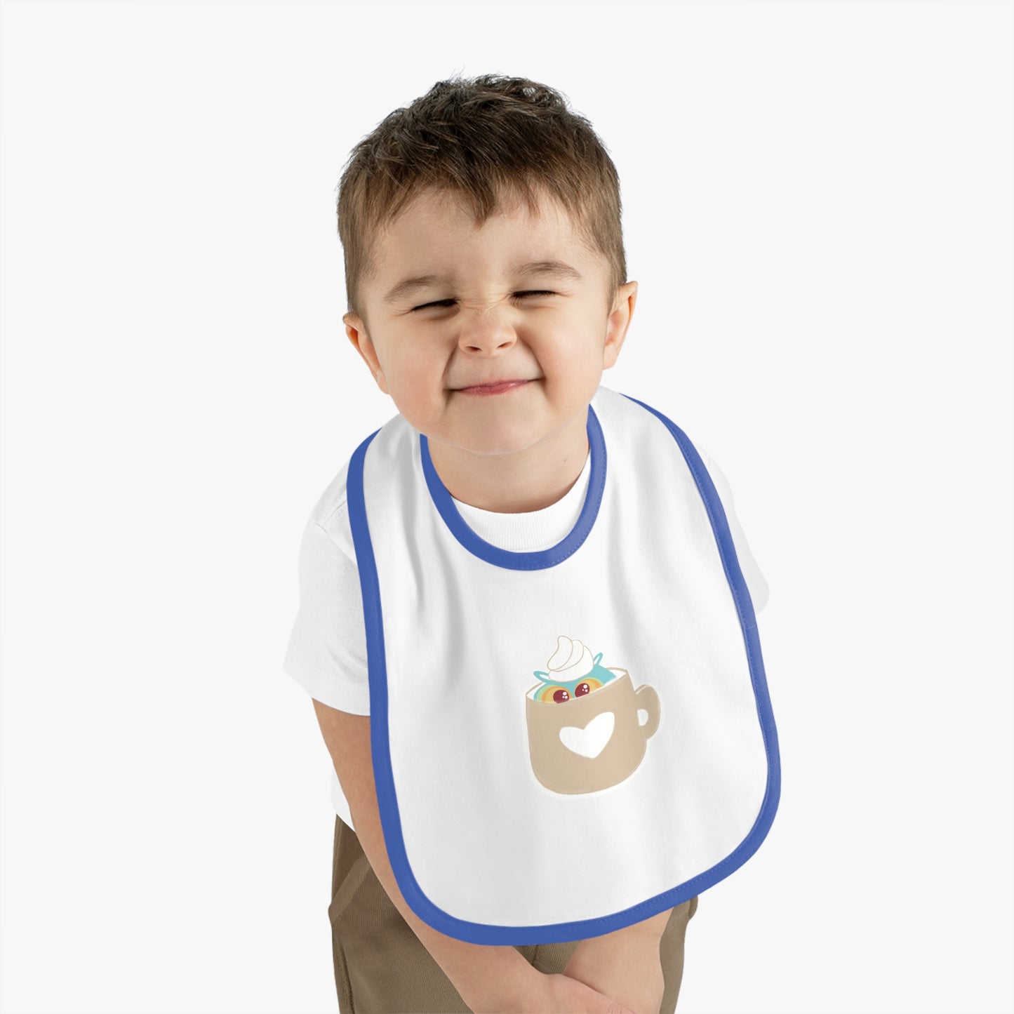 Cute Coffee Mug Baby Bib with Heart Design
