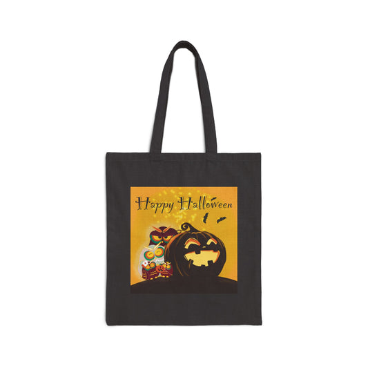 Halloween Cotton Canvas Tote Bag, Eco-Friendly Grocery Bag, Trick or Treat Bag, Festive Shopping Tote, Spooky Halloween Gift