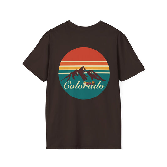 Retro Colorado Mountain T-Shirt | Softstyle Tee for Nature Lovers, Outdoor Adventures, Gifts, Travel Souvenir, Vintage Style