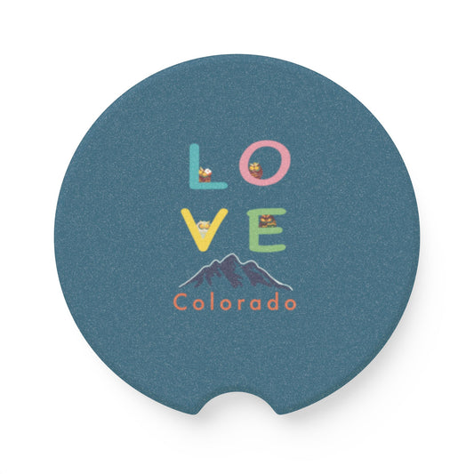 Soapstone Car Coaster - Love Colorado Design | Car Accessories, Gifts for Travelers, Road Trip Essentials, Home Decor, Unique Souvenirs
