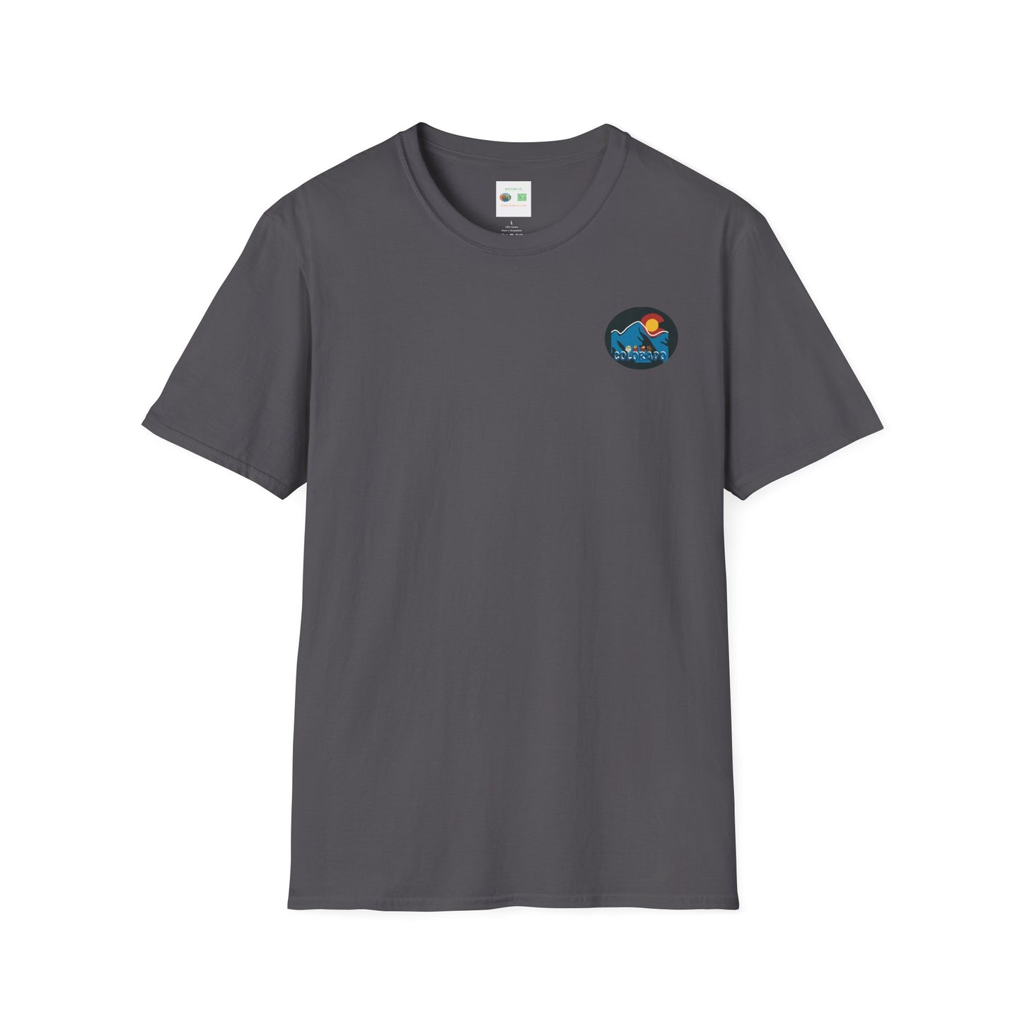Colorado Mountain Graphic T-Shirt, Unisex Softstyle Tee, Outdoor Adventure Shirt, Vacation Souvenir, Gift for Nature Lovers