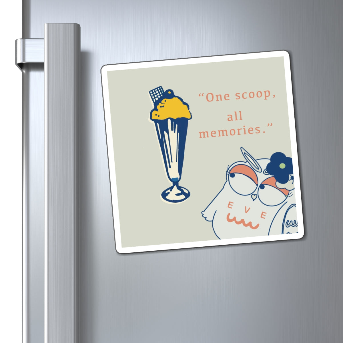 Whimsical Memory Magnet: "One scoop, all memories." Cute Owl Refrigerator Decor, Gift for Ice Cream Lovers, Kitchen Accessories, Fun [...]