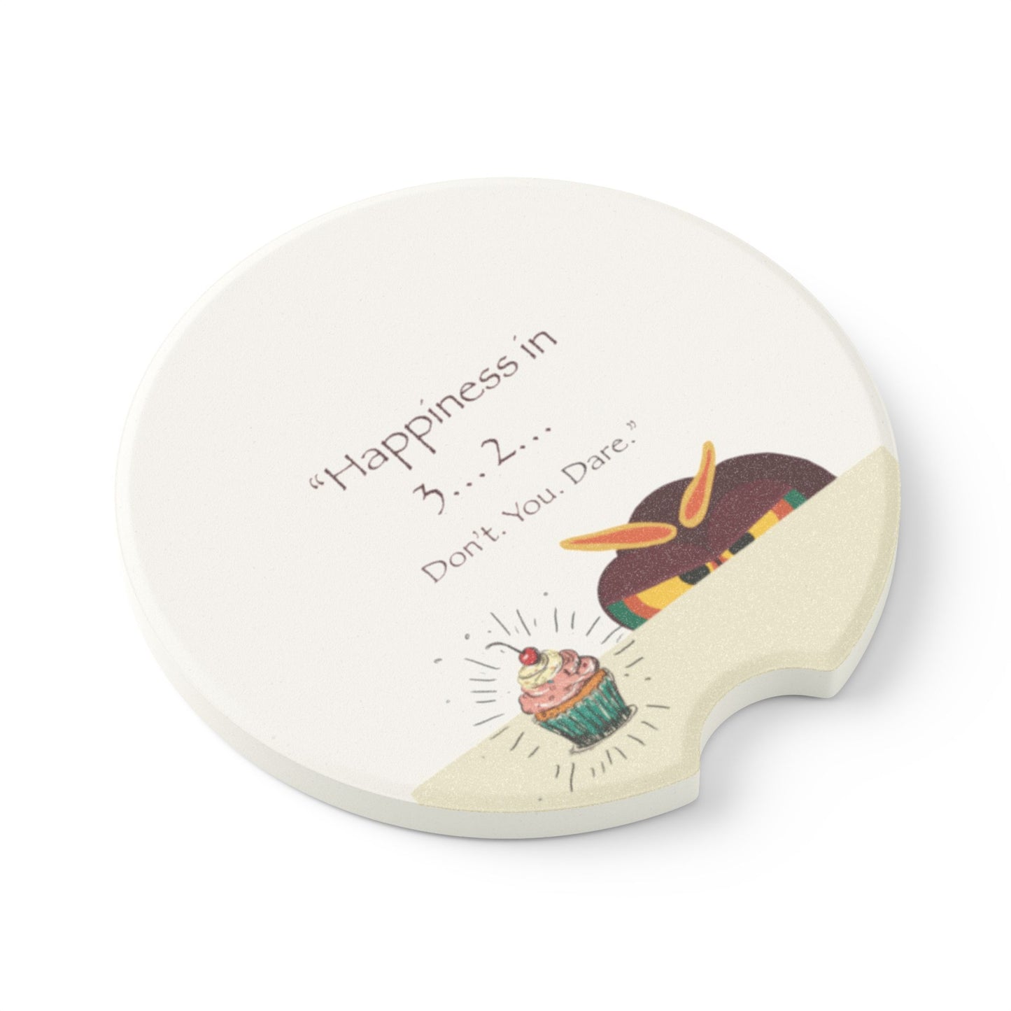Happiness in 3...2... Soapstone Car Coaster, Cute Car Accessory, Gift for Drivers, Auto Decor, Car Drink Holder