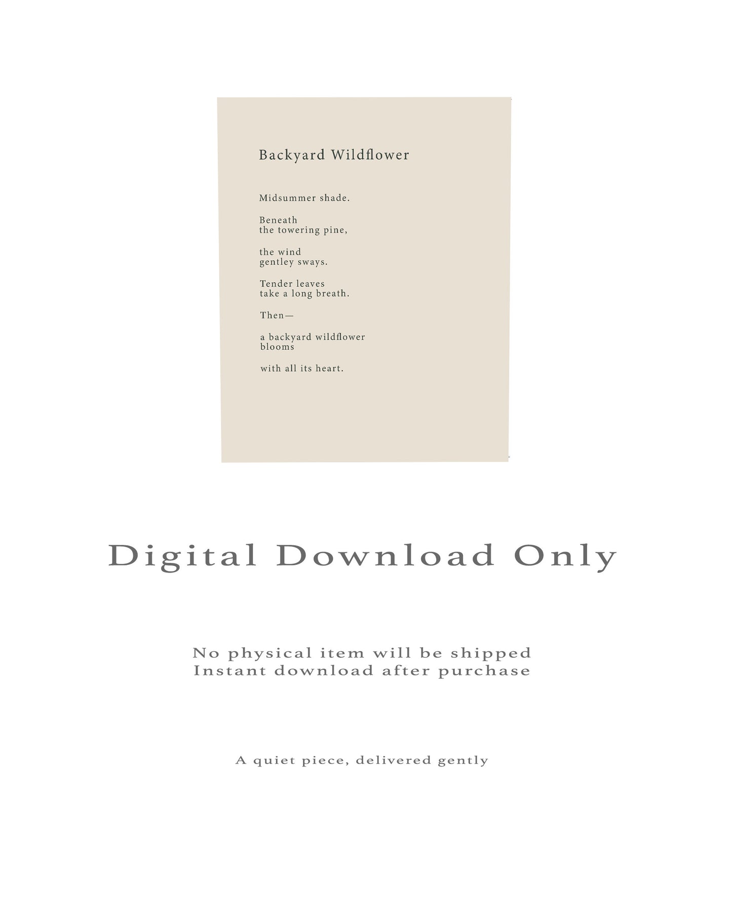 Backyard Wildflowers | Series 3 | Minimal poetry poster | Digital Download