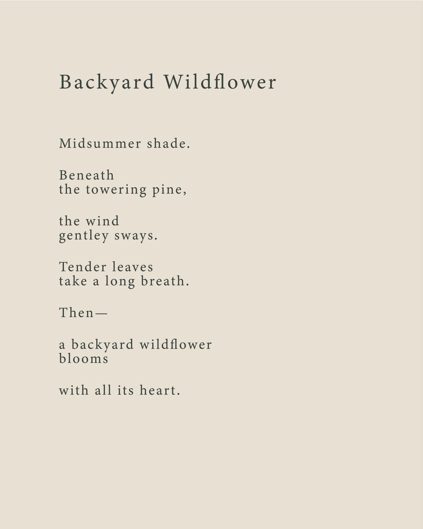 Backyard Wildflowers | Series 3 | Minimal poetry poster | Digital Download