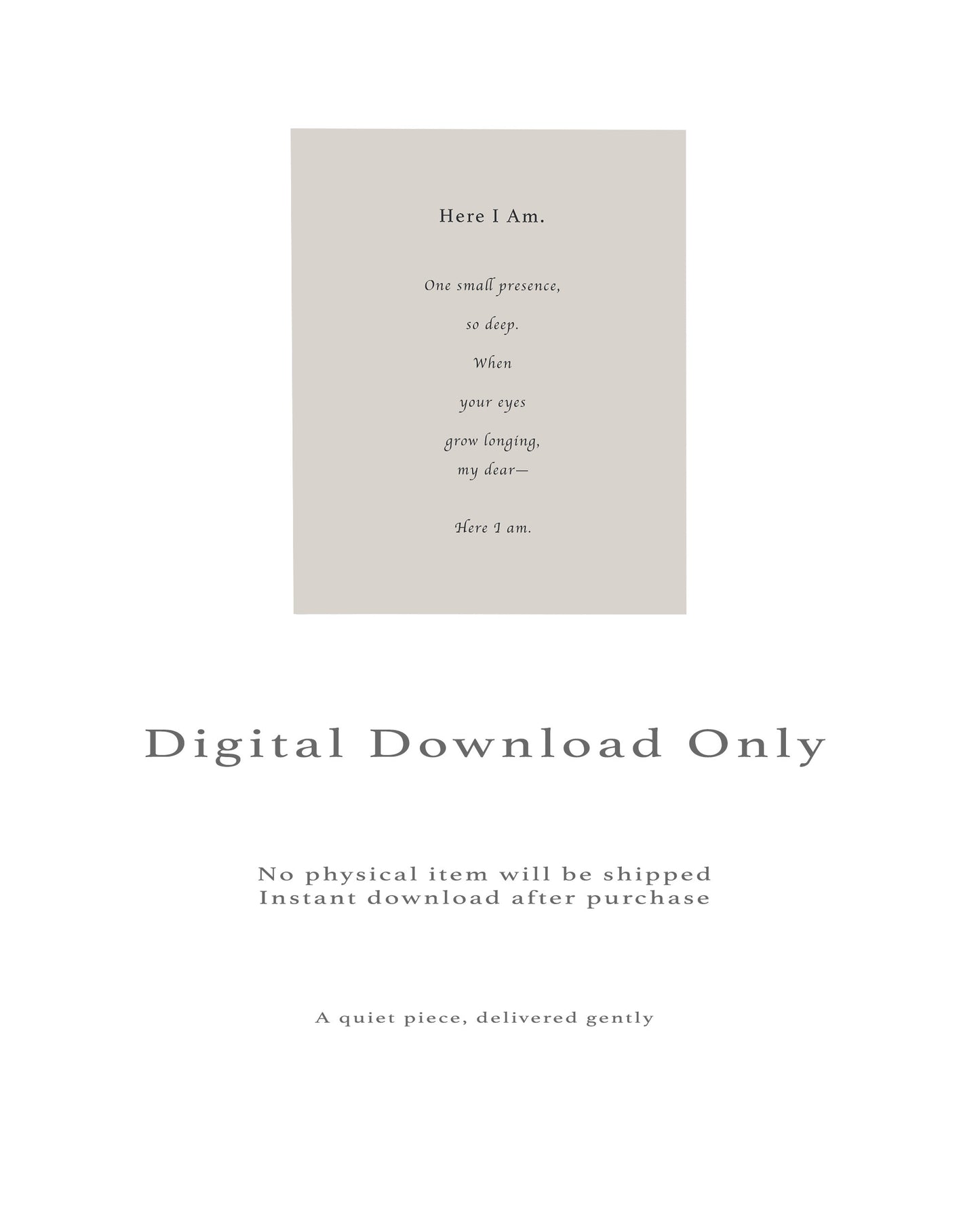 Here I Am | Series 3 | Minimal Poetry Poster | Digital Download