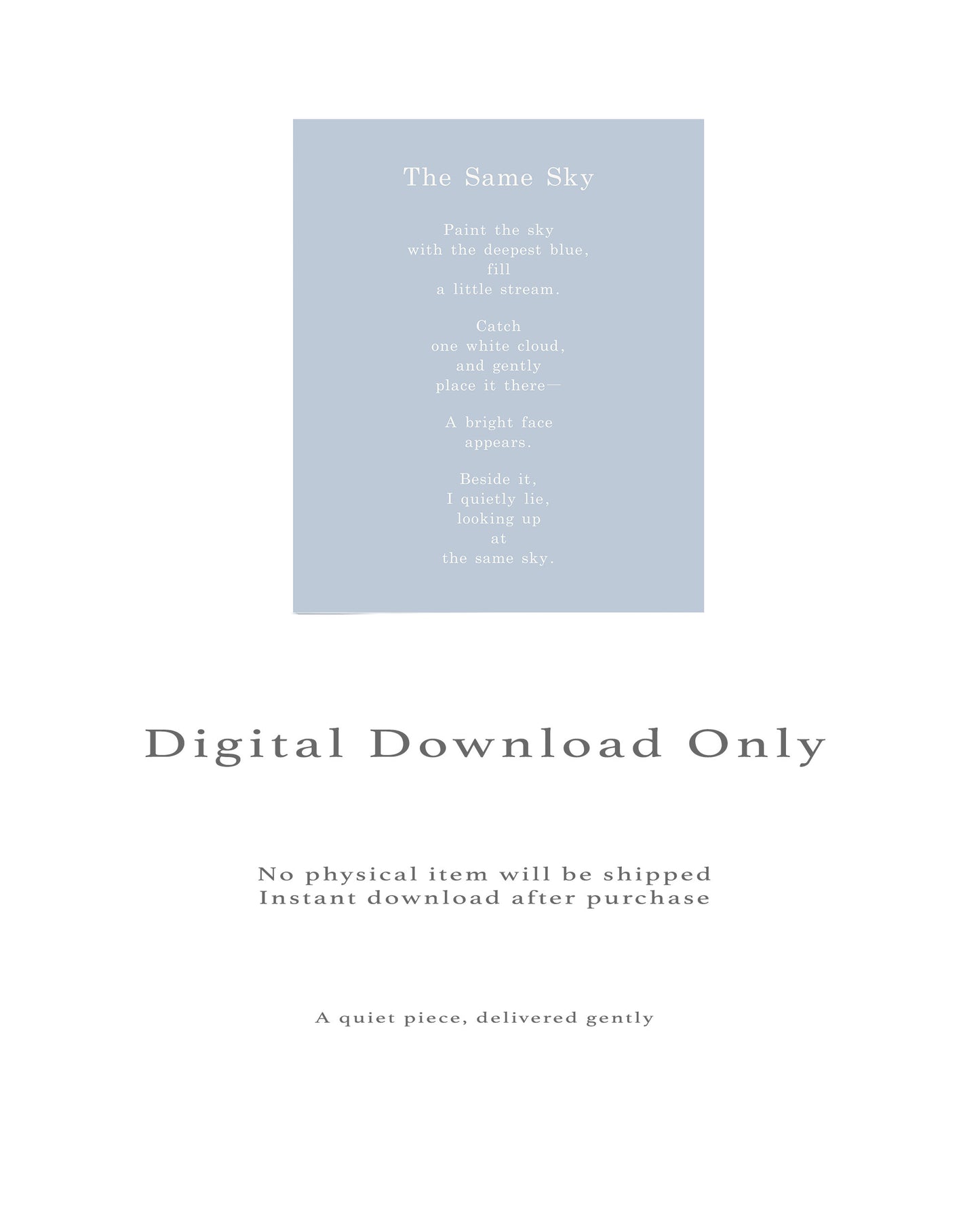 The Same Sky | Series 4 | Minimal Poetry Poster | Digital Download