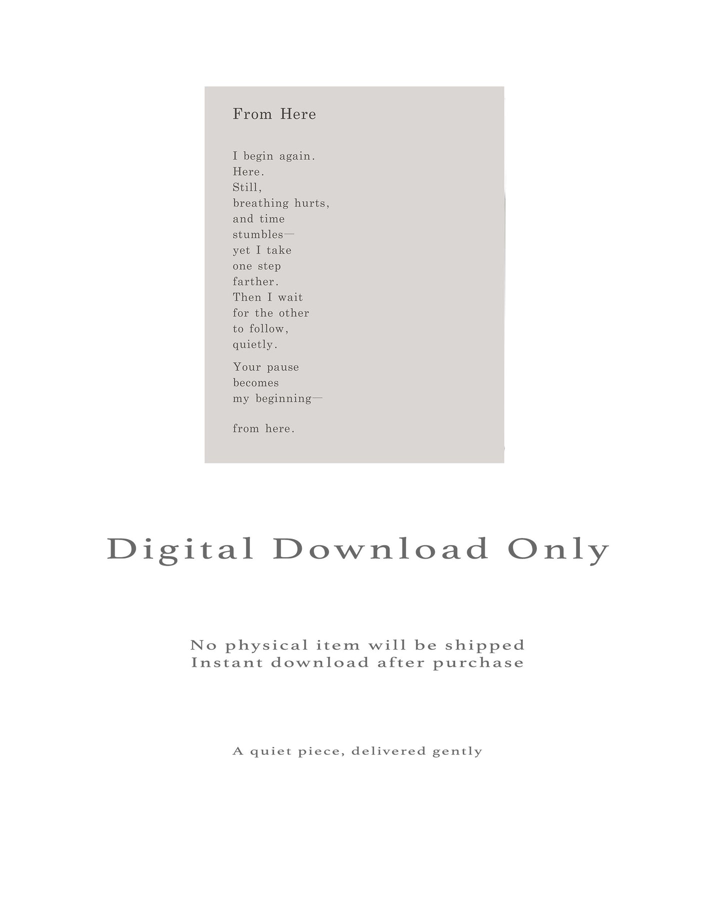 From Here | Series 4 | Minimal Poetry Poster | Digital Download