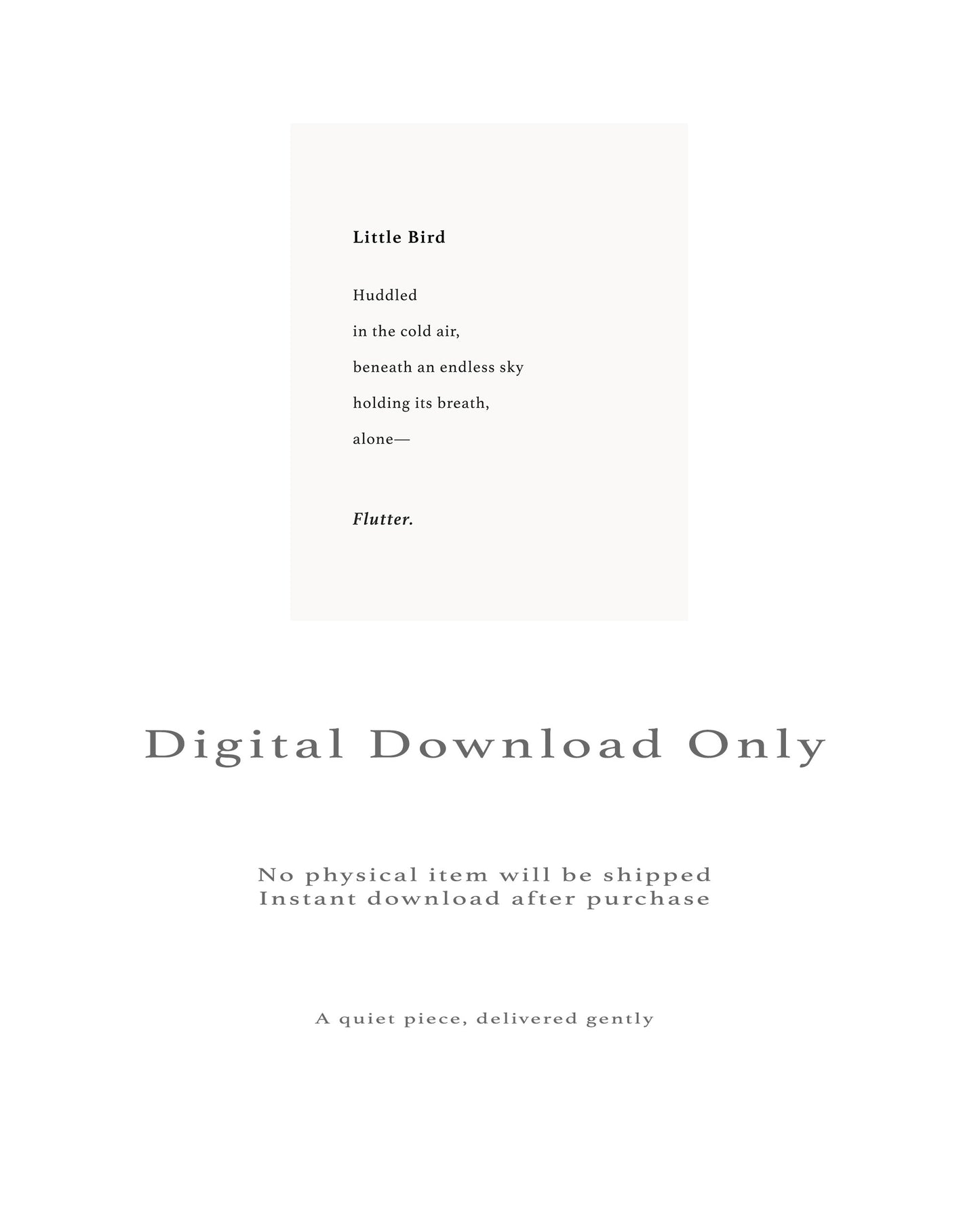 Little Bird | Series 3 | Minimal Poetry Poster | Digital Download