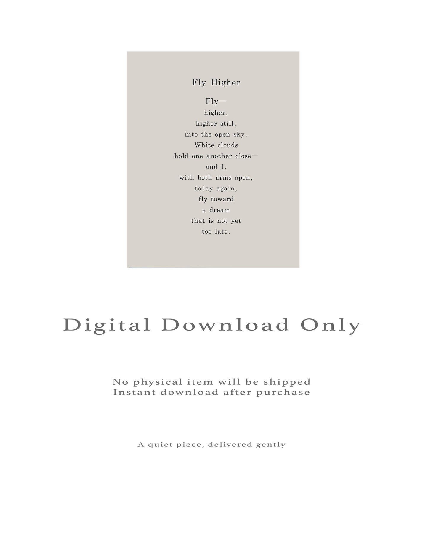 Fly Higher | Series 4 | Minimal Poetry Poster | Digital Download