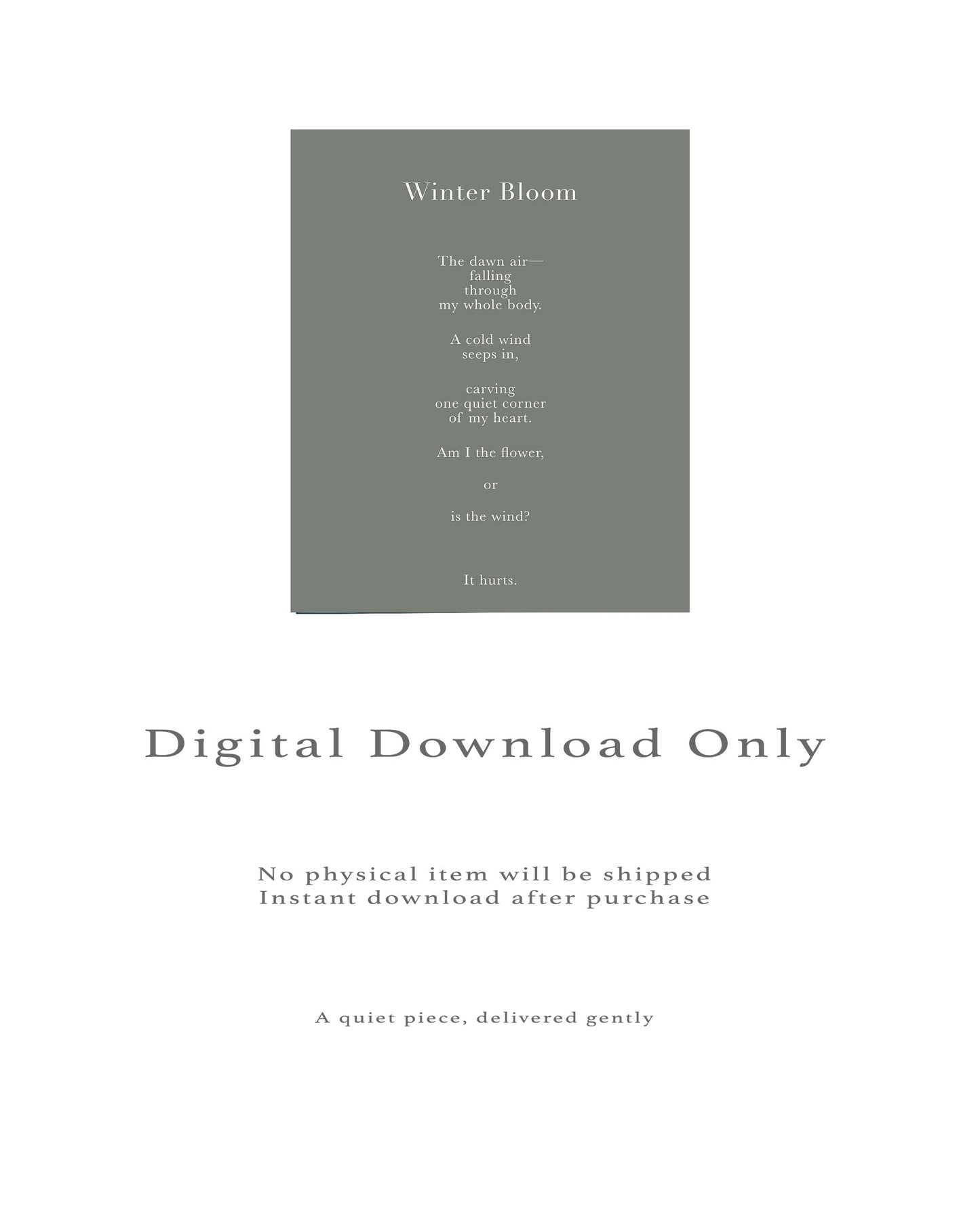 Winter Bloom | Series 3 | Minimal Poetry Poster | Digital download