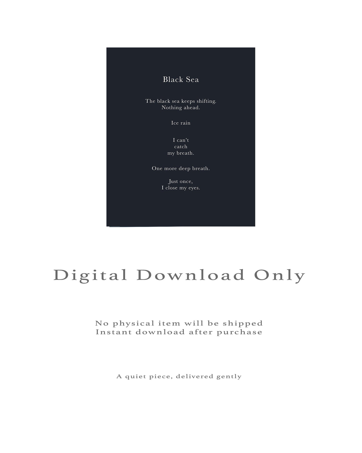 Black Sea | Series 3 | Minimal Poetry Poster | Digital Download