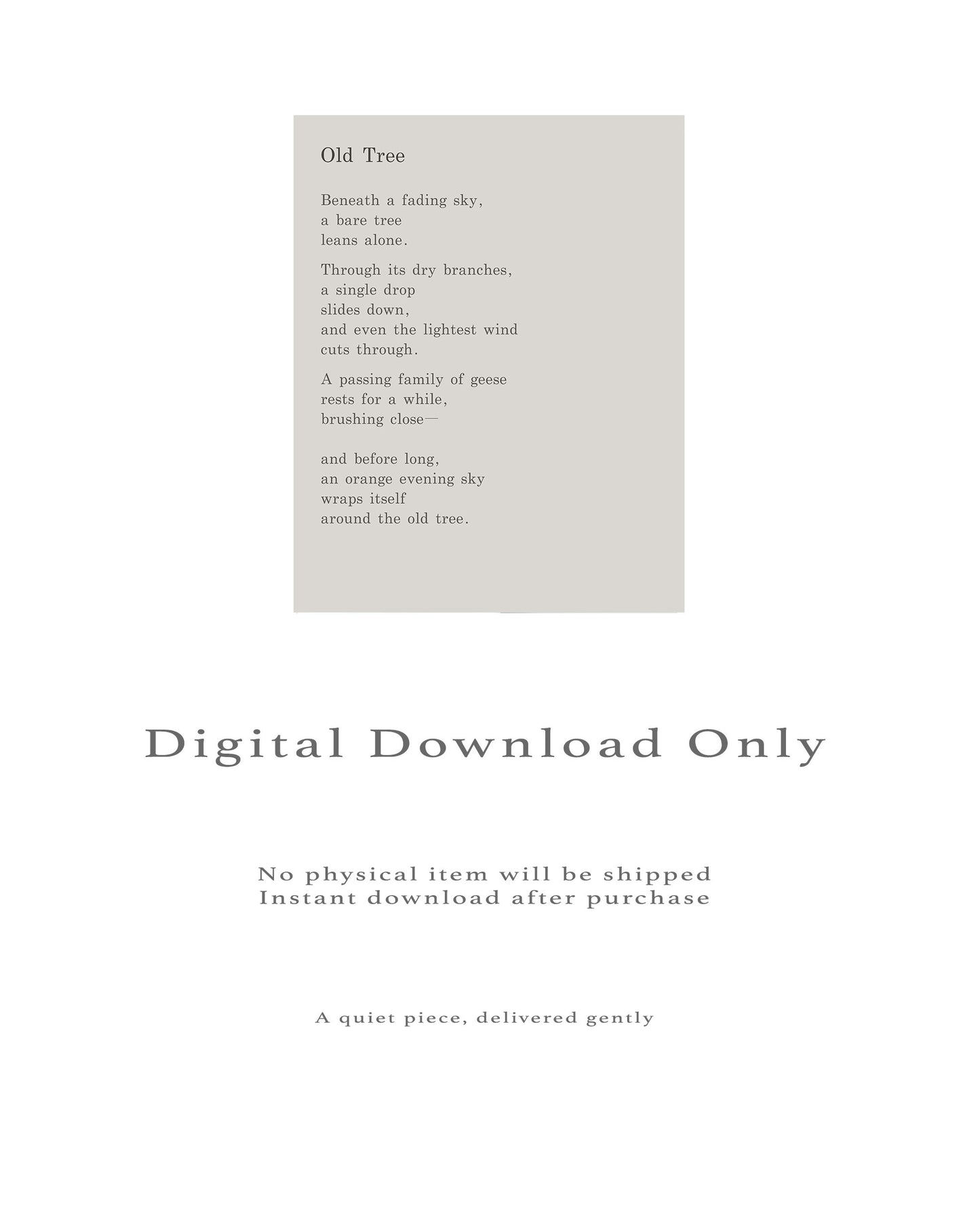 Old Tree | Series 5 | Minimal Poetry Poster | Digital Download