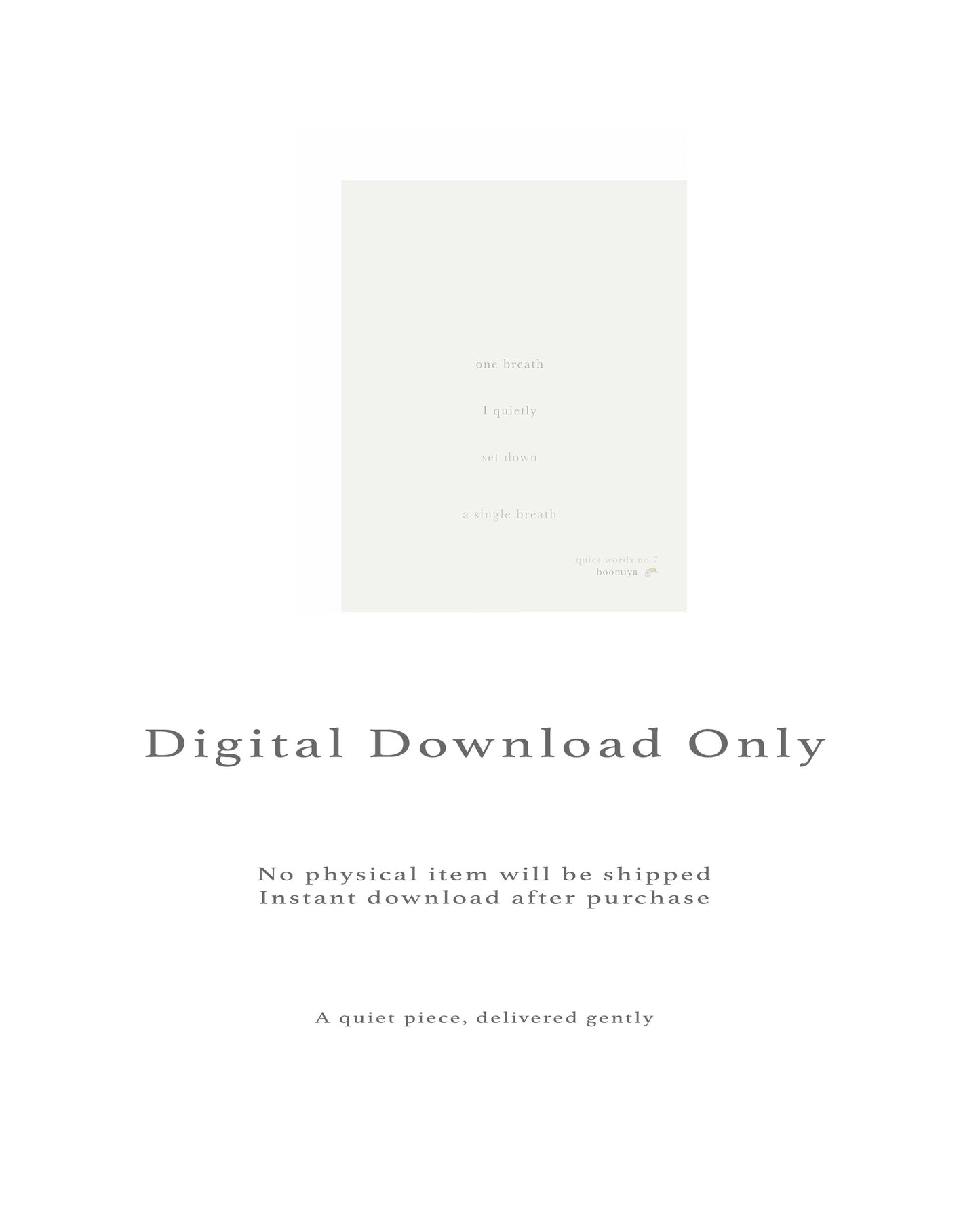 One Breath. | Boomiya Minimal Poetry Print
