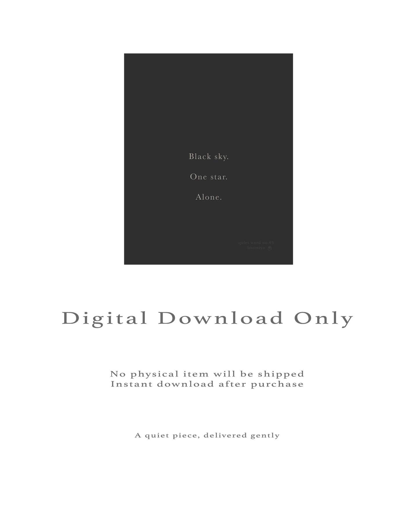 Black Sky, One Star | Boomiya Poetry Print