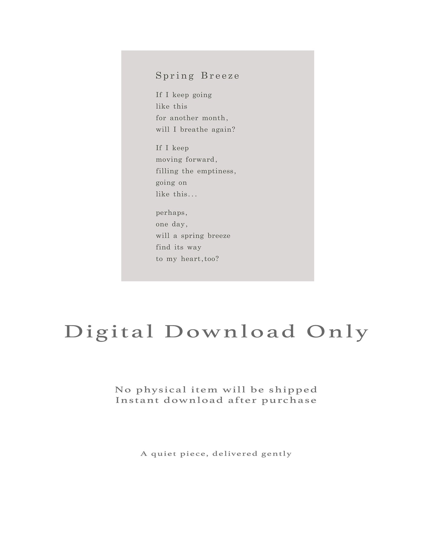 Spring Breeze | Series 4 | Minimal Poetry Poster | Digital Download