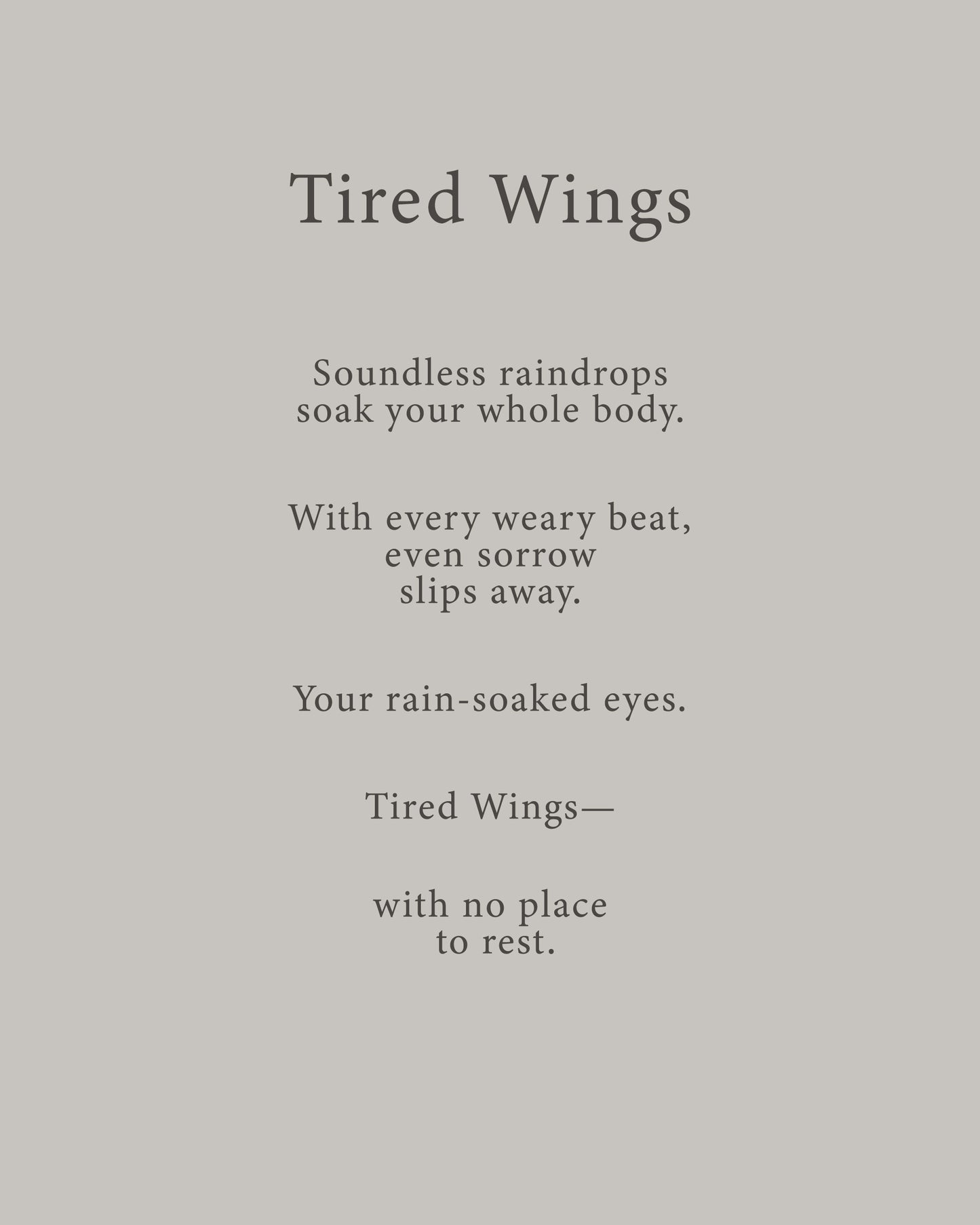 Tired Wings | Series 3| Minimal Poetry Poster | Digital Download