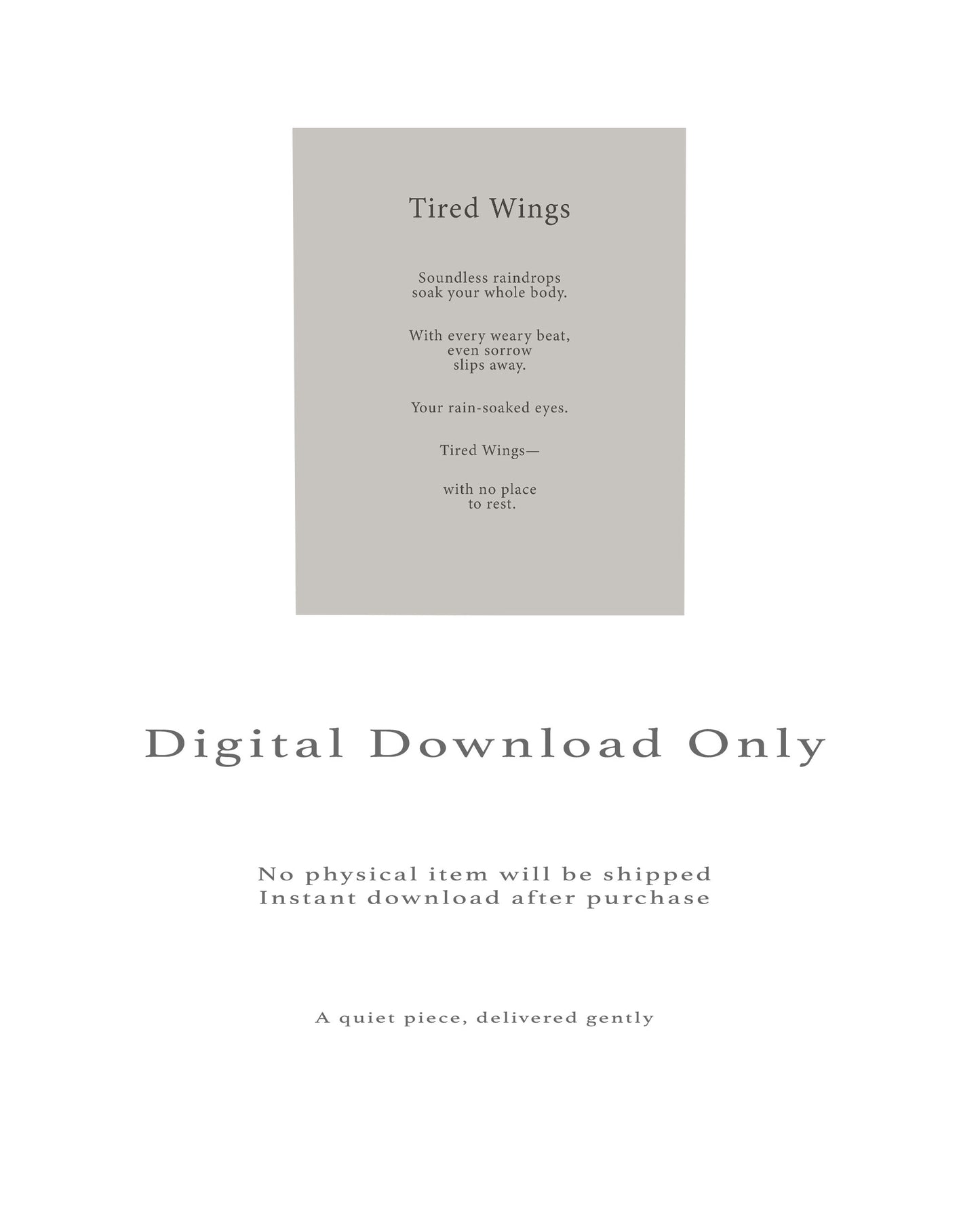 Tired Wings | Series 3| Minimal Poetry Poster | Digital Download