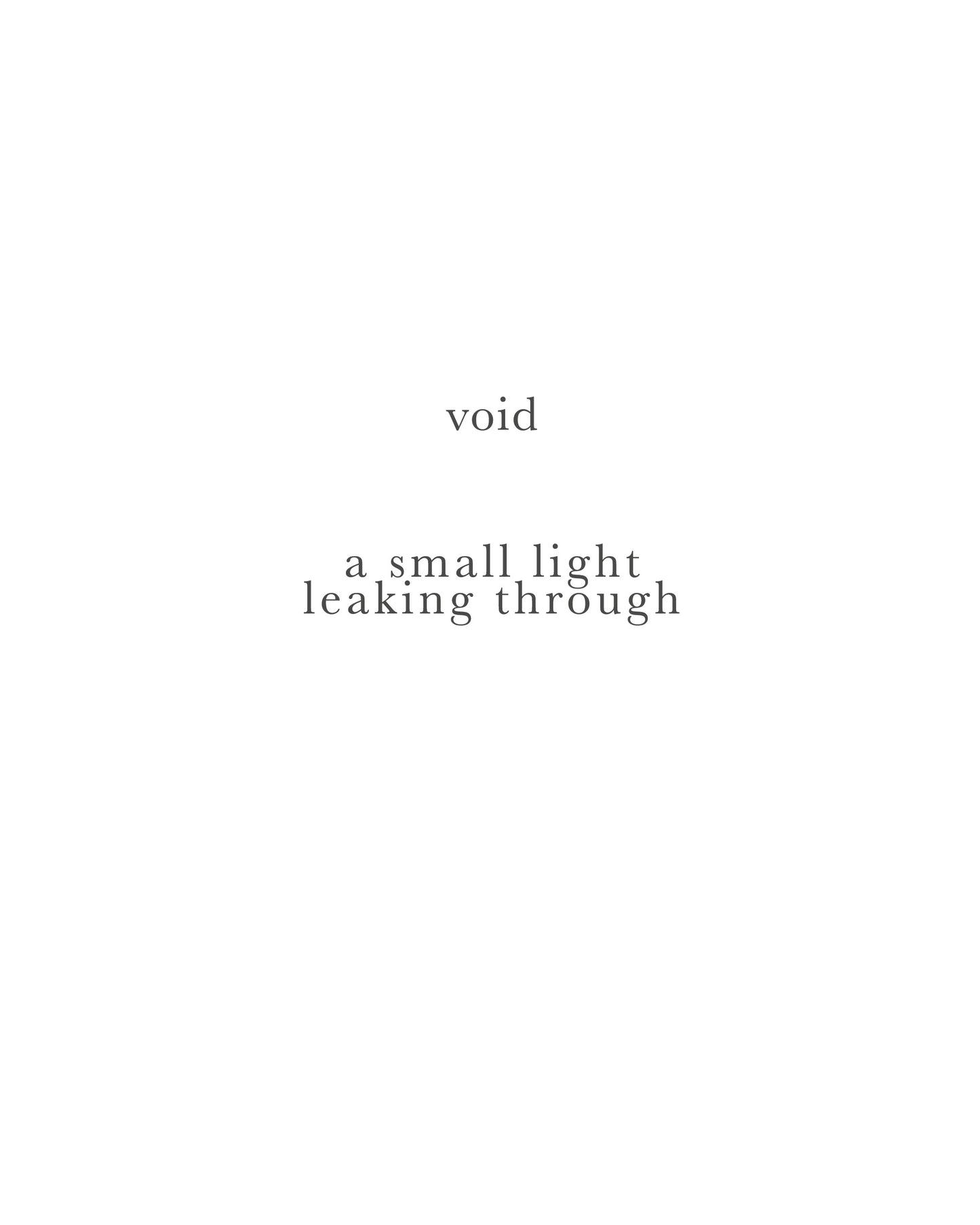 Void. | Boomiya Minimal Poetry Print