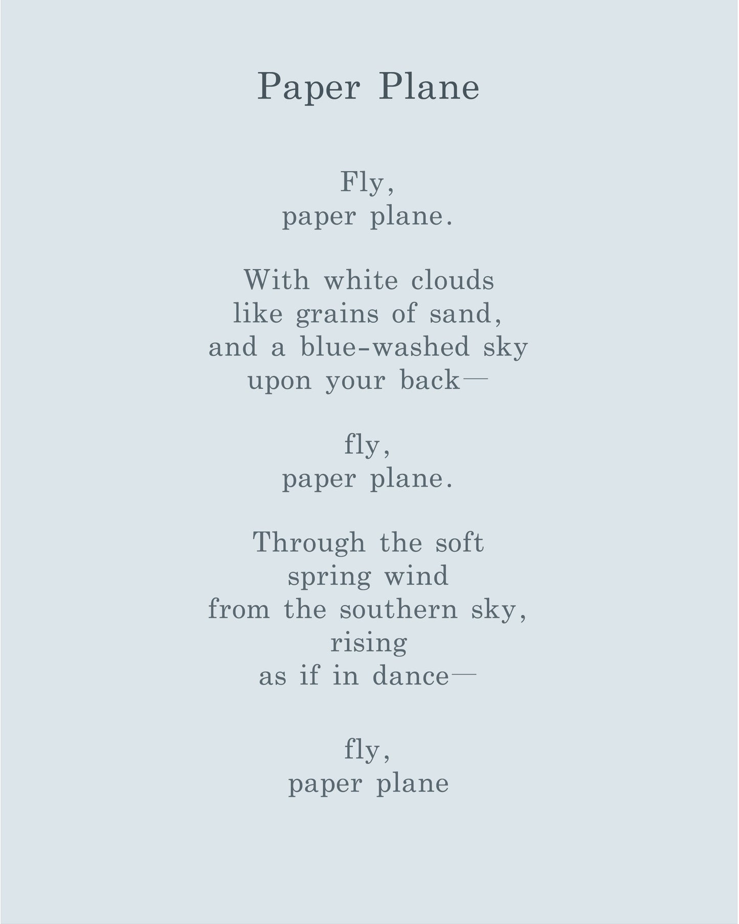Paper Plane | Series 5 | Minimal Poetry Poster | Digital Download